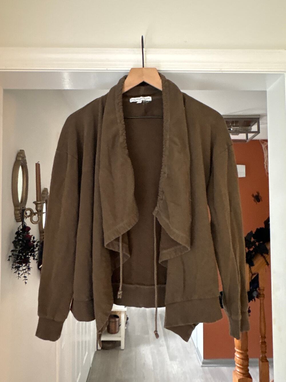 Young Fabulous & Broke Olive Green Waterfall Cardigan Sweater Medium
